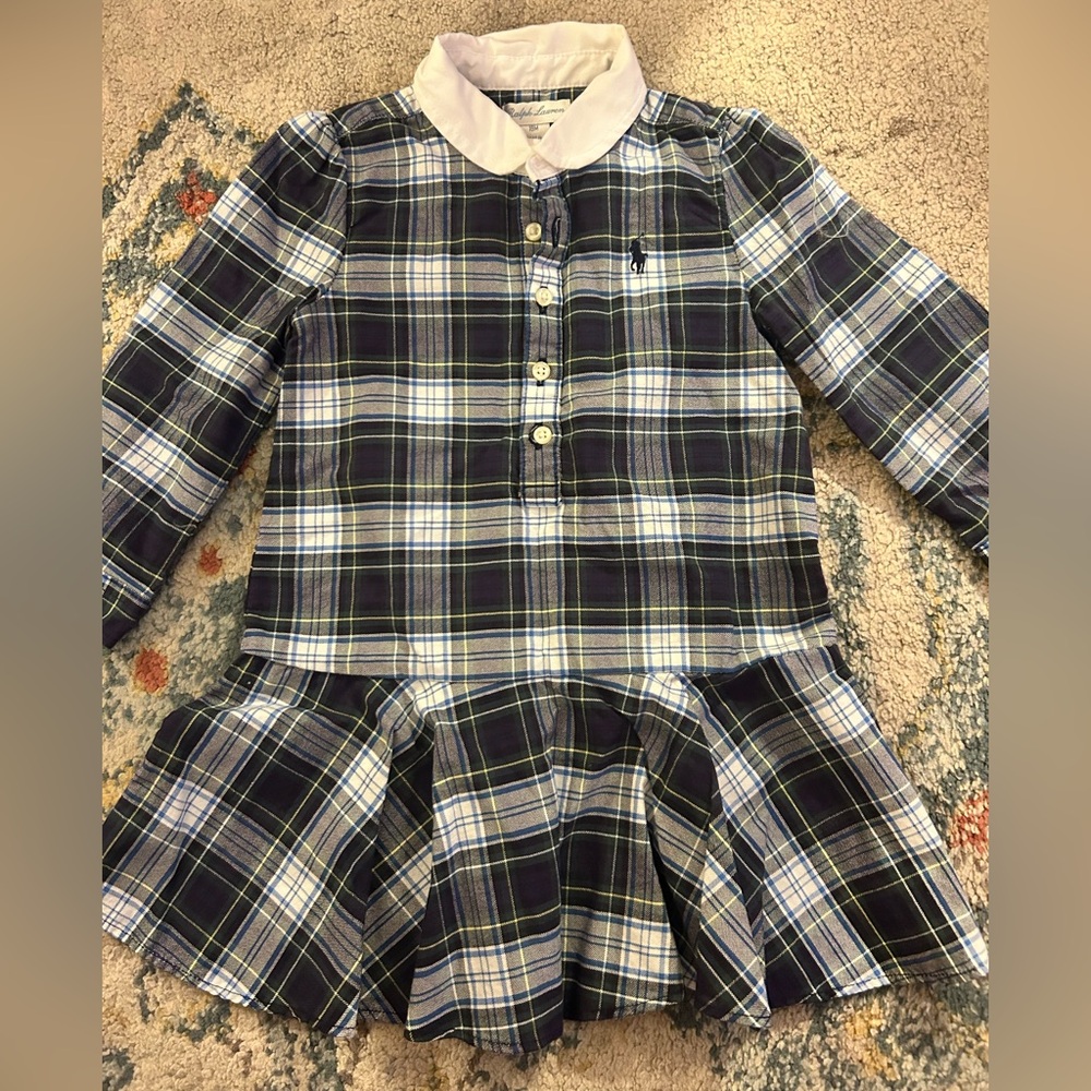Ralph Lauren Blue Plaid Dress with White Collar